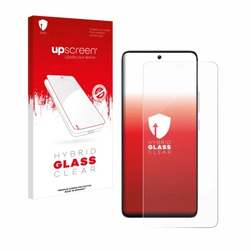 Face avant d’un emballage produit avec le logo de la marque upscreen. À côté, l’appareil Xiaomi Poco M7 Pro 5G est représenté 