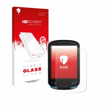 Face avant d’un emballage produit avec le logo de la marque upscreen. À côté, l’appareil Geoid CC600 2.4