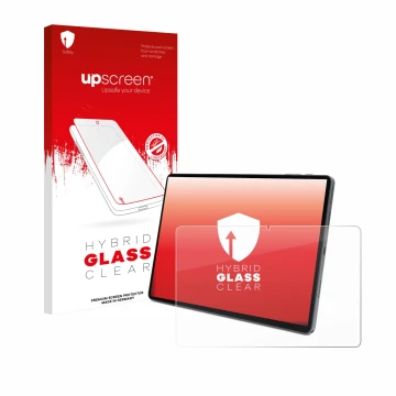 Face avant d’un emballage produit avec le logo de la marque upscreen. À côté, l’appareil Terra Pad 1007 10.95