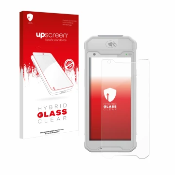 Face avant d’un emballage produit avec le logo de la marque upscreen. À côté, l’appareil Dojo Pocket est représenté avec la pr