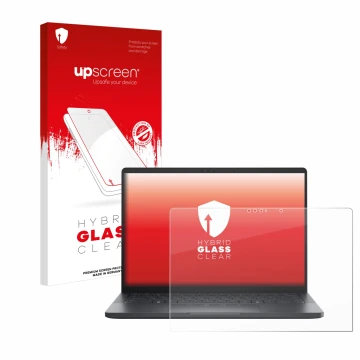 Face avant d’un emballage produit avec le logo de la marque upscreen. À côté, l’appareil Dell Pro 13 Premium est représenté av