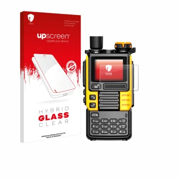 Face avant d’un emballage produit avec le logo de la marque upscreen. À côté, l’appareil Quansheng UV-K5 (99) est représenté a
