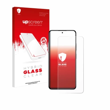Face avant d’un emballage produit avec le logo de la marque upscreen. À côté, l’appareil myPhone N23 Plus est représenté avec 