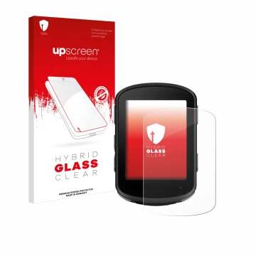 Face avant d’un emballage produit avec le logo de la marque upscreen. À côté, l’appareil Garmin Edge 540 Solar est représenté 