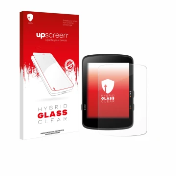 Face avant d’un emballage produit avec le logo de la marque upscreen. À côté, l’appareil Bryton Rider 17 est représenté avec l