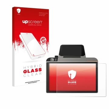 Face avant d’un emballage produit avec le logo de la marque upscreen. À côté, l’appareil Sunmi D3 Mini est représenté avec la 