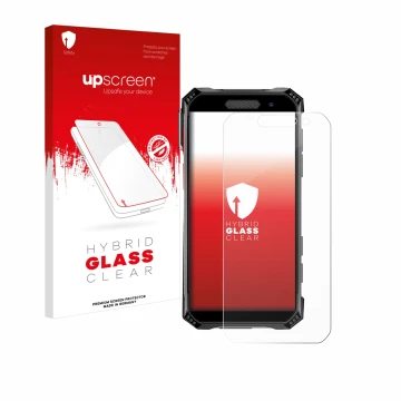 Face avant d’un emballage produit avec le logo de la marque upscreen. À côté, l’appareil Soyes S10 Max est représenté avec la 