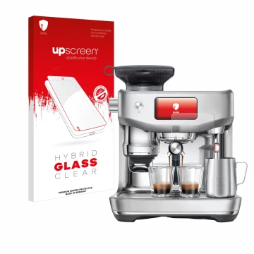 Face avant d’un emballage produit avec le logo de la marque upscreen. À côté, l’appareil Sage the Oracle Jet est représenté av