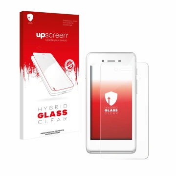 Face avant d’un emballage produit avec le logo de la marque upscreen. À côté, l’appareil Pax A50 wallee est représenté avec la
