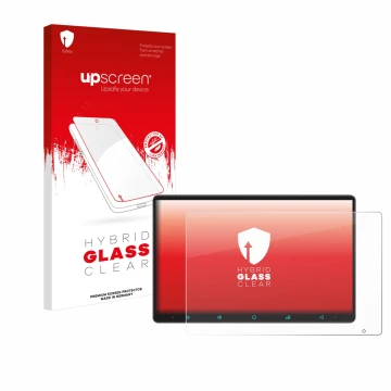 Face avant d’un emballage produit avec le logo de la marque upscreen. À côté, l’appareil Joying Car Radio 11.6