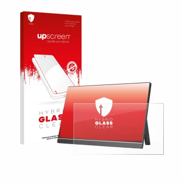 Face avant d’un emballage produit avec le logo de la marque upscreen. À côté, l’appareil Arzopa Z1RC 16