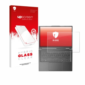 Face avant d’un emballage produit avec le logo de la marque upscreen. À côté, l’appareil Acer Aspire 14 AI est représenté avec