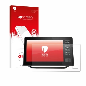 Face avant d’un emballage produit avec le logo de la marque upscreen. À côté, l’appareil Humminbird Xplore 10 est représenté a