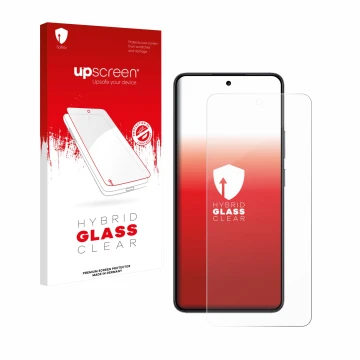 Face avant d’un emballage produit avec le logo de la marque upscreen. À côté, l’appareil realme 14T est représenté avec la pro