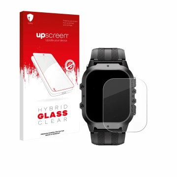 Face avant d’un emballage produit avec le logo de la marque upscreen. À côté, l’appareil Oukitel BT20 1.96