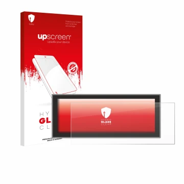 Face avant d’un emballage produit avec le logo de la marque upscreen. À côté, l’appareil Peugeot Partner (2025) est représenté