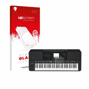 Face avant d’un emballage produit avec le logo de la marque upscreen. À côté, l’appareil Yamaha PSR-SX720 est représenté avec 