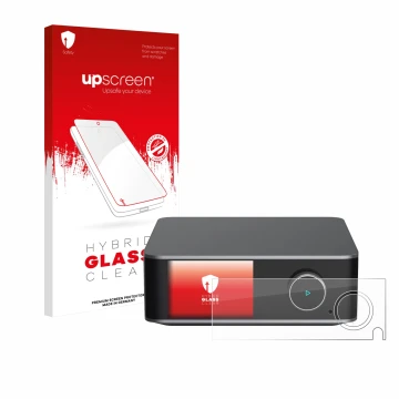 Face avant d’un emballage produit avec le logo de la marque upscreen. À côté, l’appareil WiiM Ultra est représenté avec la pro