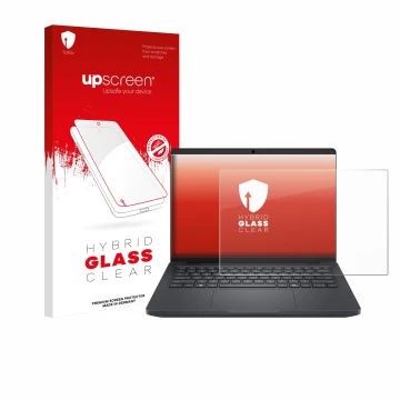 Face avant d’un emballage produit avec le logo de la marque upscreen. À côté, l’appareil Dell Pro Max 14 est représenté avec l