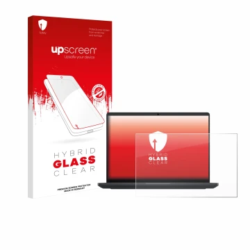 Face avant d’un emballage produit avec le logo de la marque upscreen. À côté, l’appareil Dell Pro Max 16 est représenté avec l