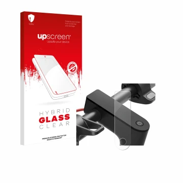 Face avant d’un emballage produit avec le logo de la marque upscreen. À côté, l’appareil Xiaomi Electric Scooter 4 est représe