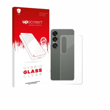 Face avant d’un emballage produit avec le logo de la marque upscreen. À côté, l’appareil Sony Xperia 1 VII (Arrière) est repré