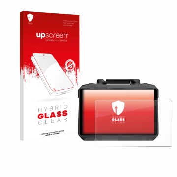 Face avant d’un emballage produit avec le logo de la marque upscreen. À côté, l’appareil DJI RC Pro 2 est représenté avec la p