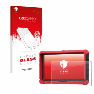 Face avant d’un emballage produit avec le logo de la marque upscreen. À côté, l’appareil Lilliput A7s 7