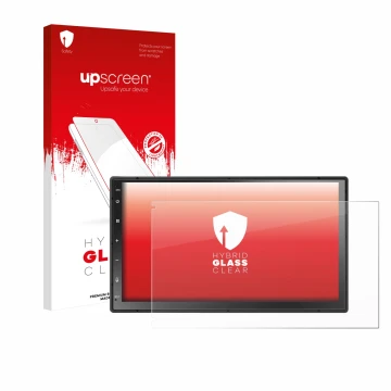 Face avant d’un emballage produit avec le logo de la marque upscreen. À côté, l’appareil Atoto A5LG2B7T 7