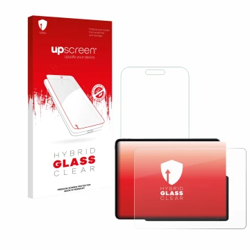 Face avant d’un emballage produit avec le logo de la marque upscreen. À côté, l’appareil OnePlus Pad 3 est représenté avec la 