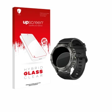 Face avant d’un emballage produit avec le logo de la marque upscreen. À côté, l’appareil TIMU S81 1.39