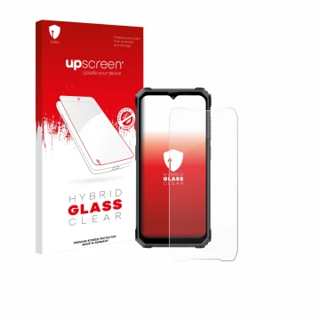 Face avant d’un emballage produit avec le logo de la marque upscreen. À côté, l’appareil Blackview BL7000 est représenté avec 