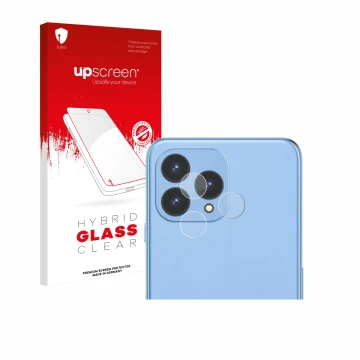 Face avant d’un emballage produit avec le logo de la marque upscreen. À côté, l’appareil Cubot P80 (Caméra UNIQUEMENT) est rep
