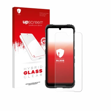 Face avant d’un emballage produit avec le logo de la marque upscreen. À côté, l’appareil Hammer Blade 5G est représenté avec l