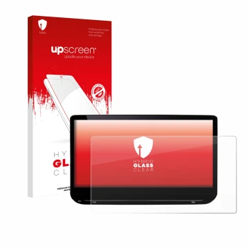 Face avant d’un emballage produit avec le logo de la marque upscreen. À côté, l’appareil Skoda Octavia Combi RS 13