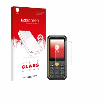 Face avant d’un emballage produit avec le logo de la marque upscreen. À côté, l’appareil Ulefone Armor Mini 4 est représenté a