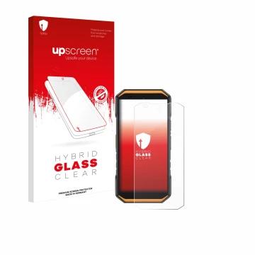 Face avant d’un emballage produit avec le logo de la marque upscreen. À côté, l’appareil Ulefone Armor X32 Pro est représenté 
