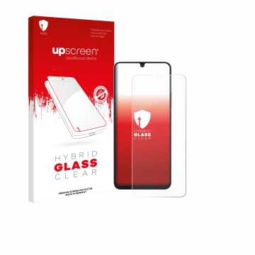 Face avant d’un emballage produit avec le logo de la marque upscreen. À côté, l’appareil Blackview Shark 6 5G est représenté a
