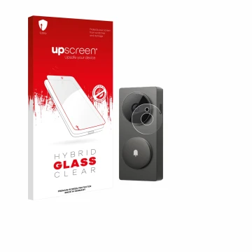 Face avant d’un emballage produit avec le logo de la marque upscreen. À côté, l’appareil Aqara Hub G410 est représenté avec la