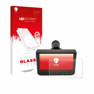 Face avant d’un emballage produit avec le logo de la marque upscreen. À côté, l’appareil dnt DigiTele PRO est représenté avec 