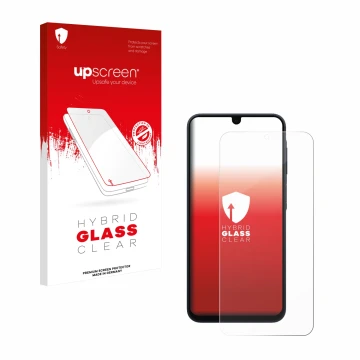 Face avant d’un emballage produit avec le logo de la marque upscreen. À côté, l’appareil Samsung Galaxy A17 5G est représenté 