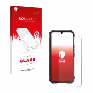 Face avant d’un emballage produit avec le logo de la marque upscreen. À côté, l’appareil Cubot King Kong 11 est représenté ave