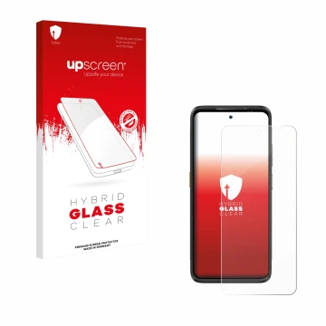 Face avant d’un emballage produit avec le logo de la marque upscreen. À côté, l’appareil Ulefone Armor 23 Ultra est représenté