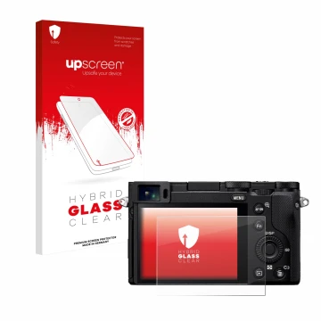 Face avant d’un emballage produit avec le logo de la marque upscreen. À côté, l’appareil Sony RX1R III est représenté avec la 