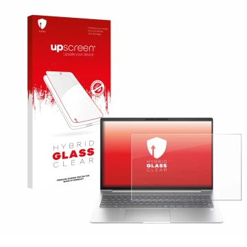 Face avant d’un emballage produit avec le logo de la marque upscreen. À côté, l’appareil HP EliteBook 6 G1i 16 est représenté 