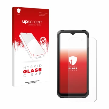 Face avant d’un emballage produit avec le logo de la marque upscreen. À côté, l’appareil Blackview BV4800 SE est représenté av