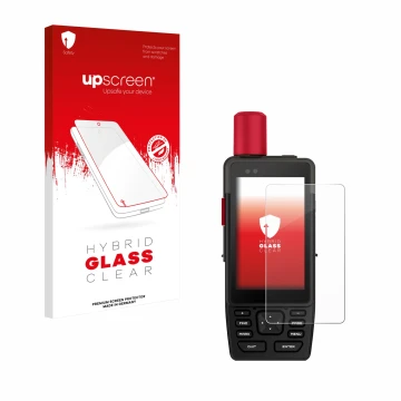 Face avant d’un emballage produit avec le logo de la marque upscreen. À côté, l’appareil Garmin GPSMAP H1i Plus est représenté