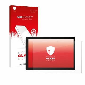 Face avant d’un emballage produit avec le logo de la marque upscreen. À côté, l’appareil Yicty MB1001 10.1