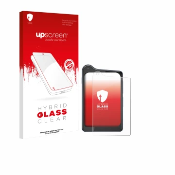 Face avant d’un emballage produit avec le logo de la marque upscreen. À côté, l’appareil Xiaomi Qin K25 est représenté avec la