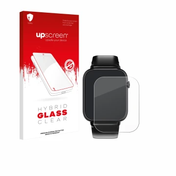 Face avant d’un emballage produit avec le logo de la marque upscreen. À côté, l’appareil Oukitel V3 1.83